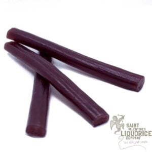 photo of three sticks of parma violet liquorice for saint valentines liquorice co.