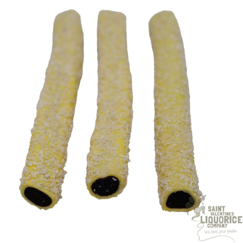 photo of three sticks of coconut finnish liquorice for saint valentines liquorice co.