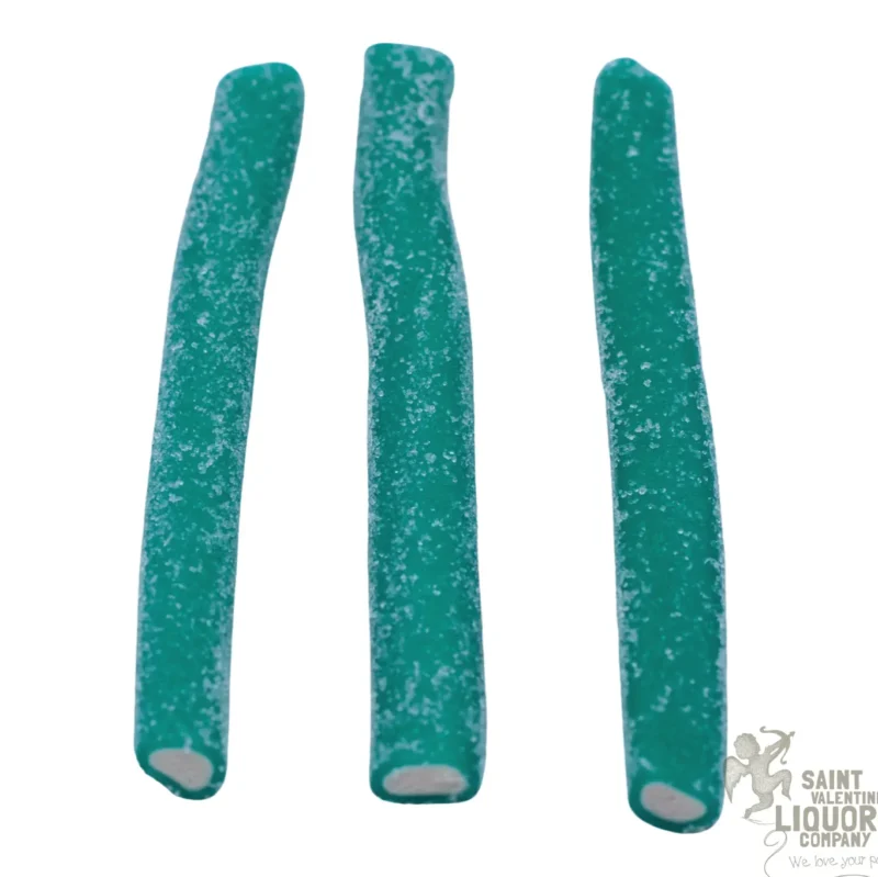 three sour bubble gum candy sticks