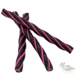 Twisted Raspberry Liquorice, black liquorice strands twisted around pink raspberry fondant