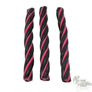 Twisted Raspberry Liquorice, black liquorice strands twisted around pink raspberry fondant