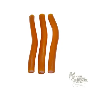 Saint Valentines Liquorice Company | Liquorice Online Since 1994 9 Apricot candy sticks – three soft orange Swedish candy sticks with pink fondant centres